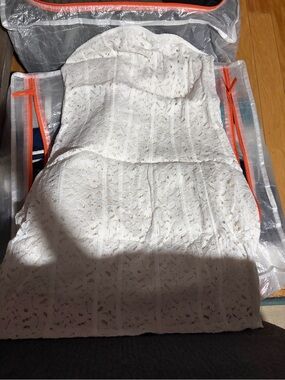 Kimchi White Strapless Lace Dress- juniors- Large